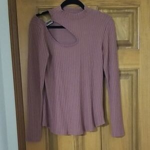 Maurices Ribbed Long Sleeve Top in Brown/mauve Size Xs